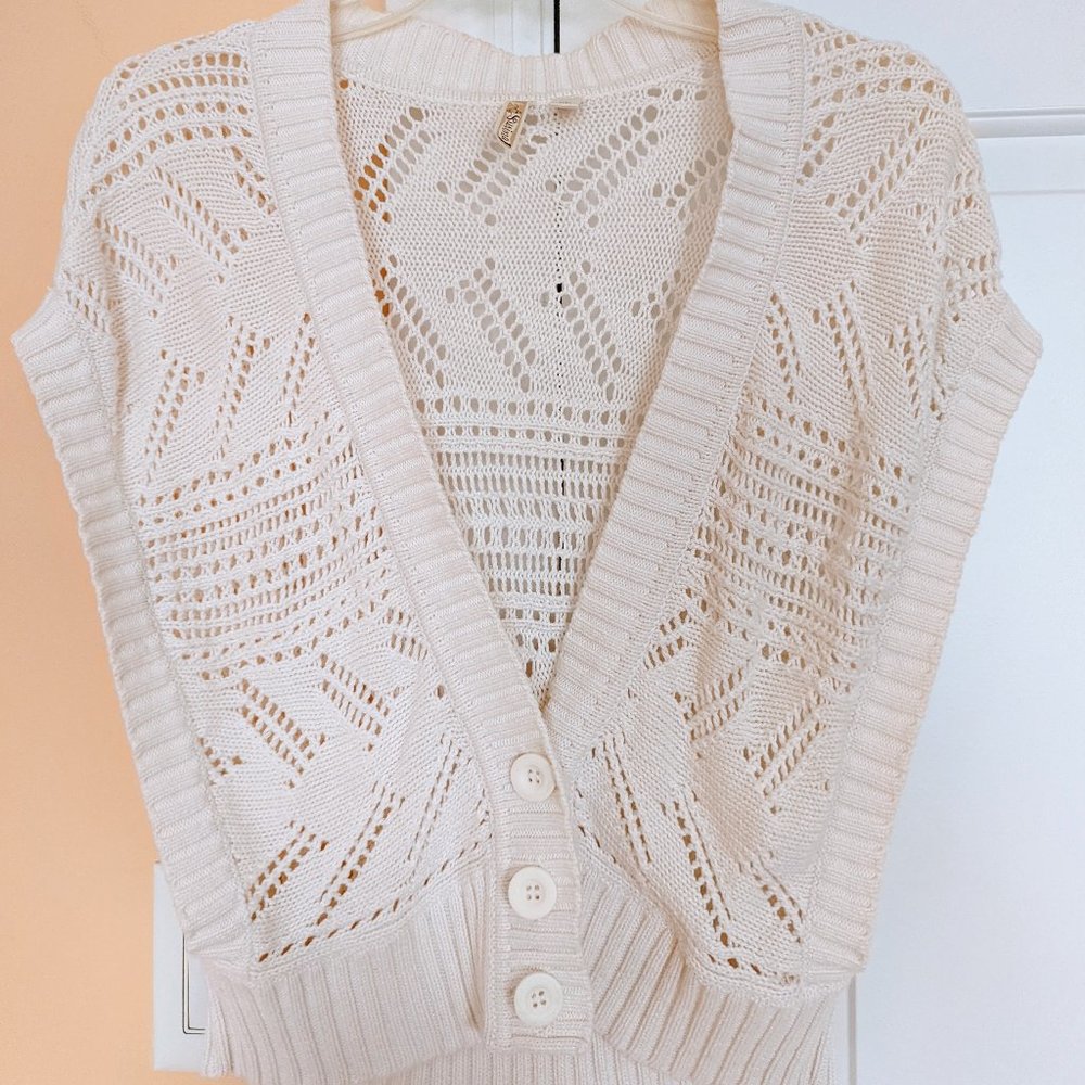 Susina White Crochet Knit Cardigan